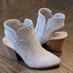 Women’s White Cutout Ankle Booties with Block Heel